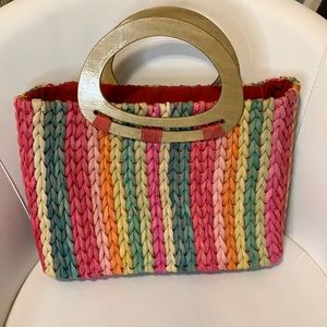 Vintage cappelli rainbow  straw purse
